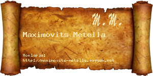 Maximovits Metella névjegykártya